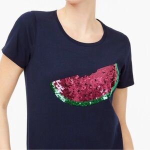 J. Crew Navy Tee with Sequin Watermelon Design